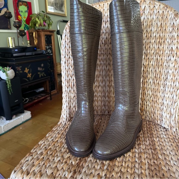 New Fendi Karligraphy Croco Leather Maya Riding Boots 41 11B - Picture 12 of 16